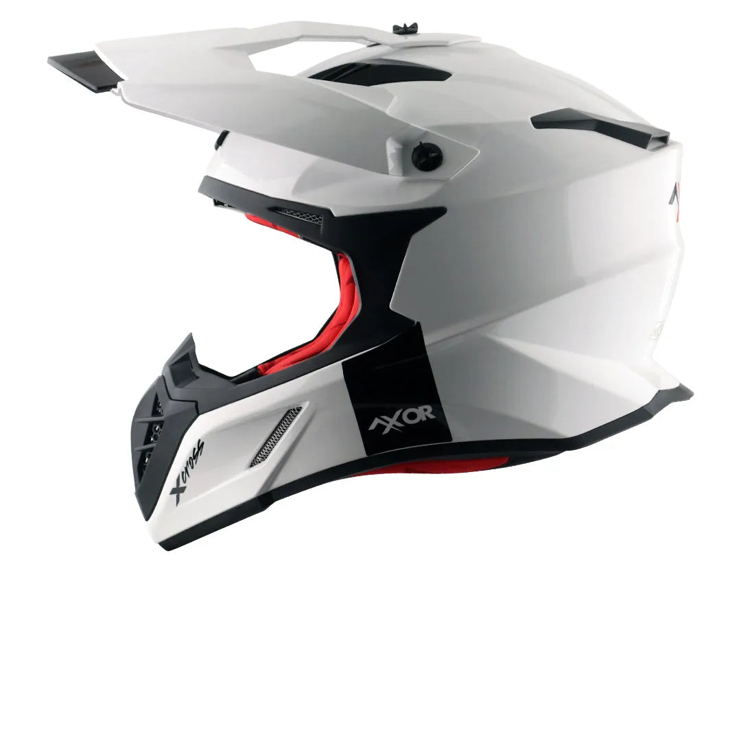 AXOR X Cross Dual Visor Sc White Red Off Road Helmet