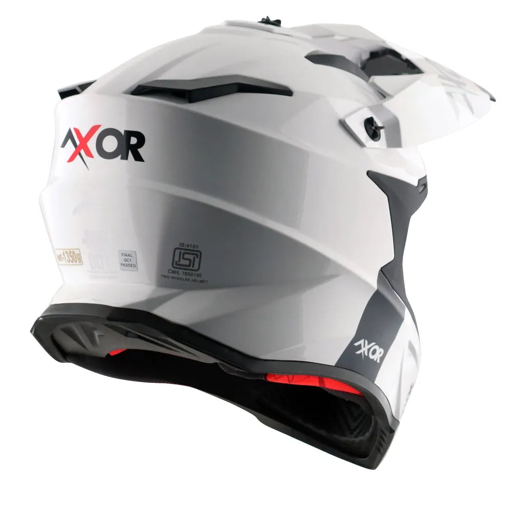AXOR X Cross Dual Visor Sc White Red Off Road Helmet