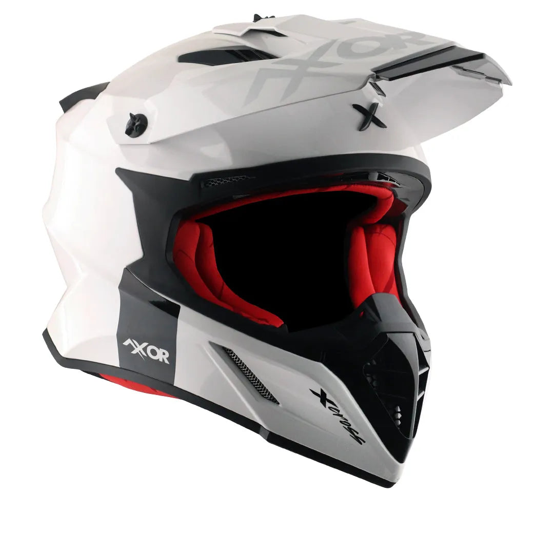 AXOR X Cross Dual Visor Sc White Red Off Road Helmet