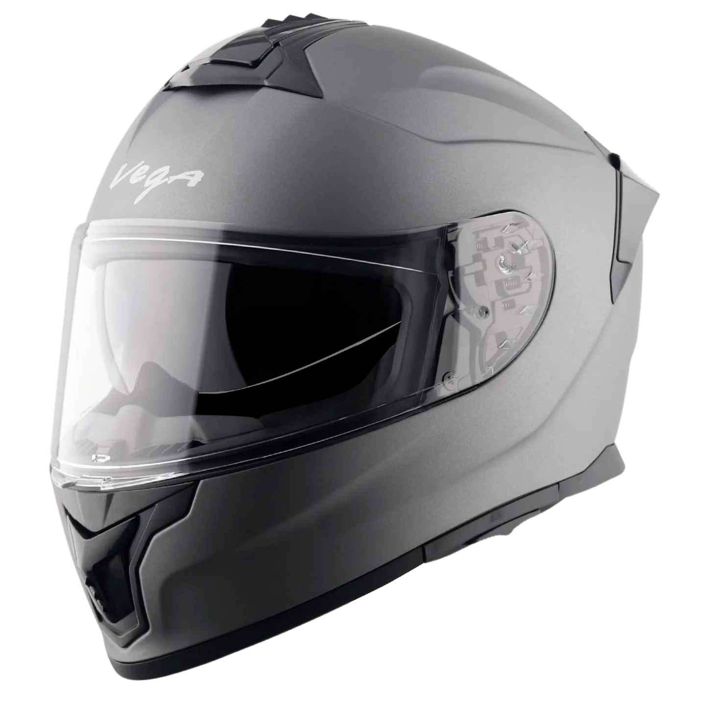VEGA Zap Dx Solid Dull Athena Grey Full Face Helmet