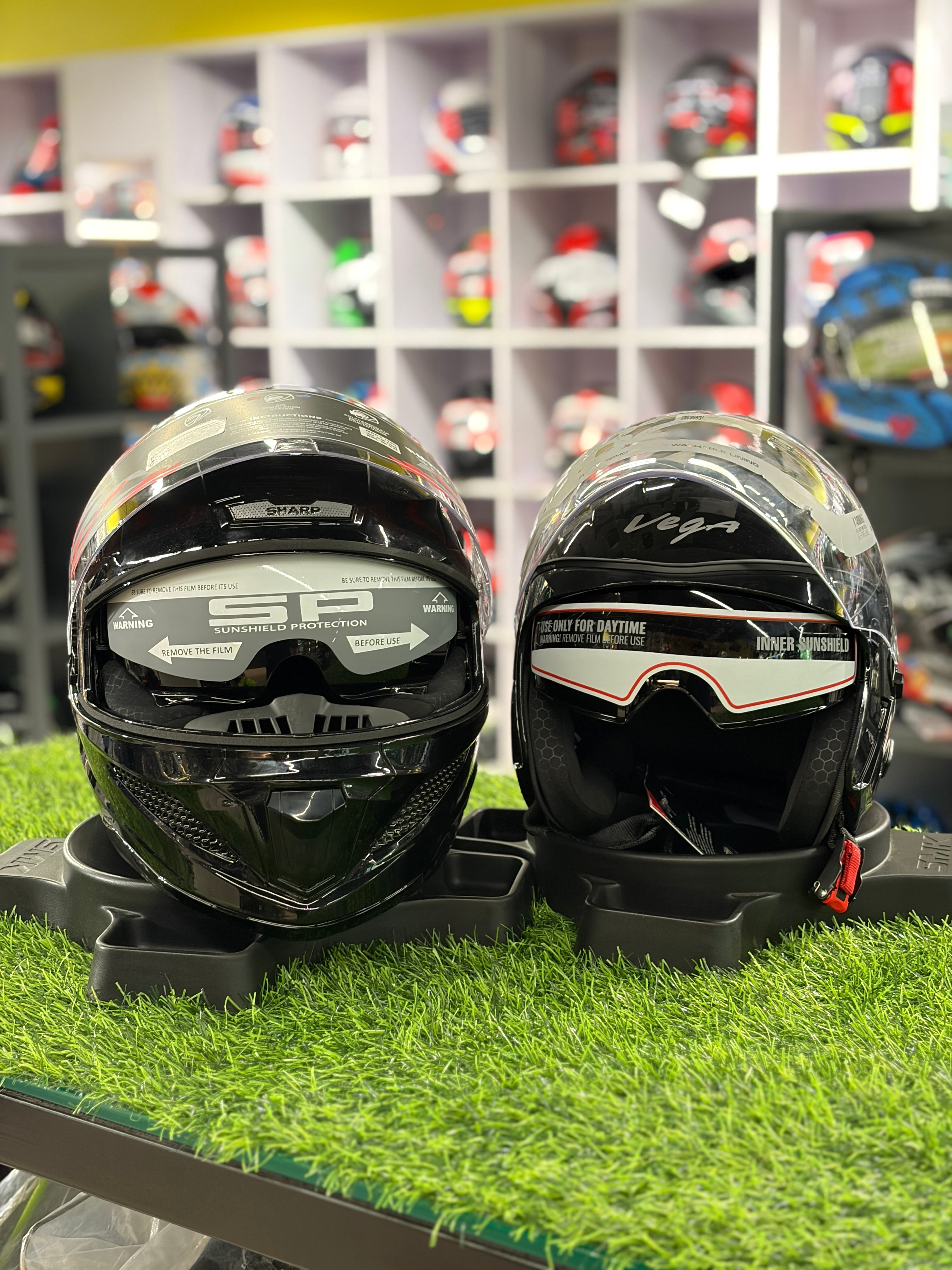 Couple Budget Combo Helmets Black - STEELBIRD + VEGA