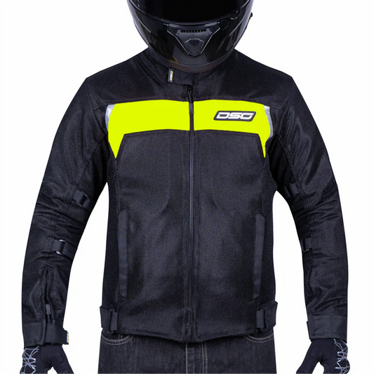 DSG Roadster Blk Yel Fl Jacket Riding Gears