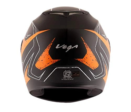 VEGA Edge Dx Crystal Dull Black Orange Full Face Helmet
