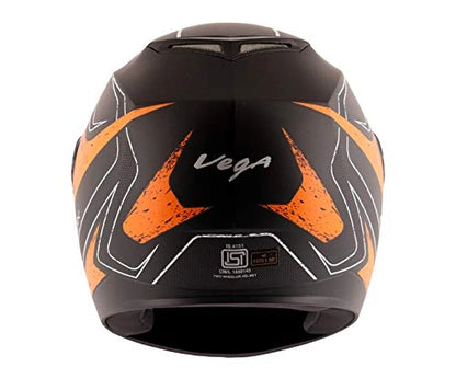 VEGA Edge Dx Crystal Dull Black Orange Full Face Helmet