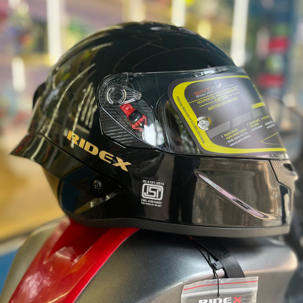 Ridex Titanium Midnight Black Glossy Full Face Helmet