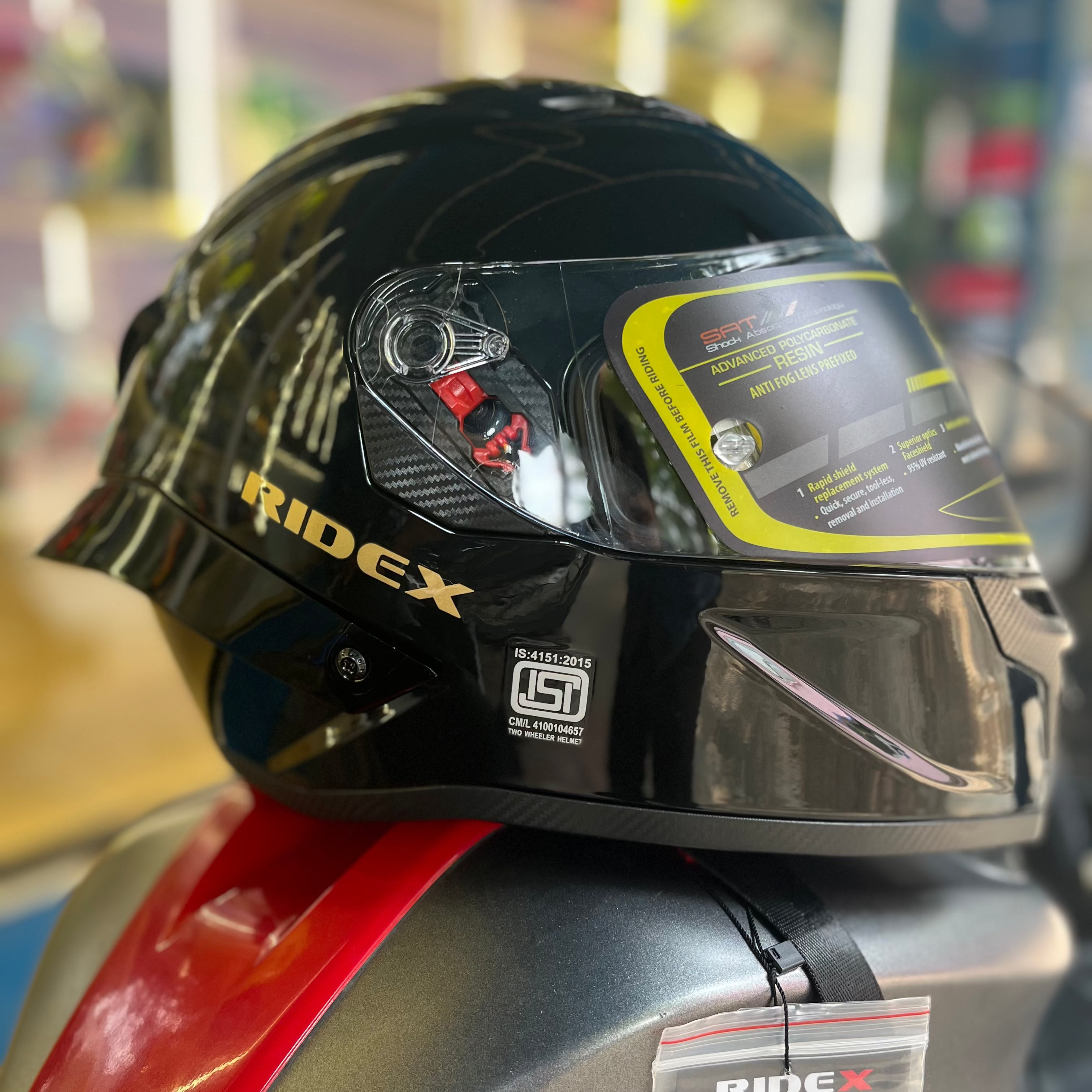 Ridex Titanium Midnight Black Glossy Full Face Helmet