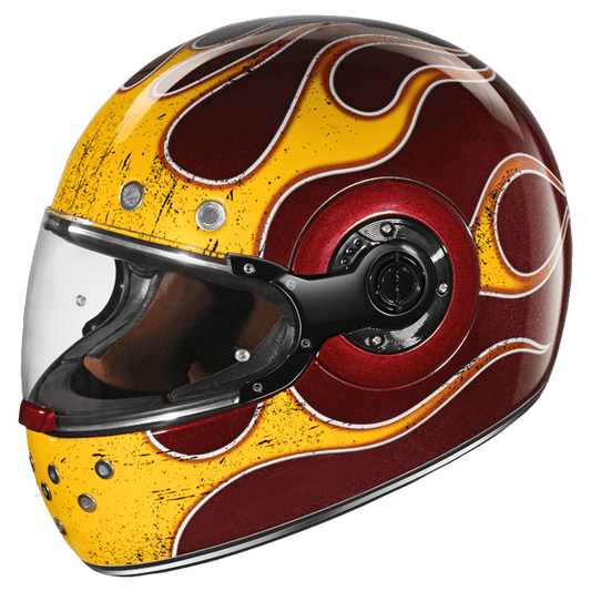 Smk Retro Inferno GL347 Red Yellow Full Face Helmet
