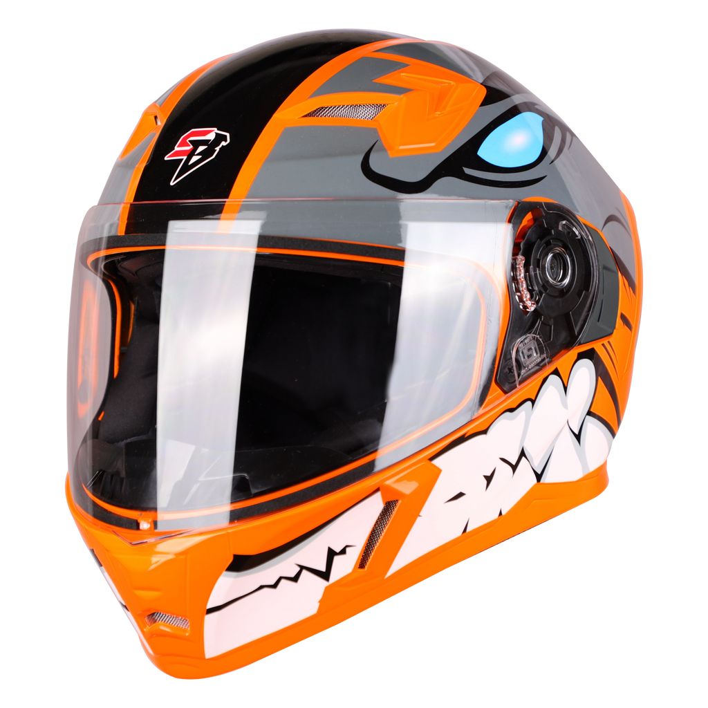 STEELBIRD Sba 21 Born Fluo Orange Clear Visor Full Face Helmet