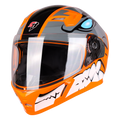 STEELBIRD Sba 21 Born Fluo Orange Clear Visor Full Face Helmet