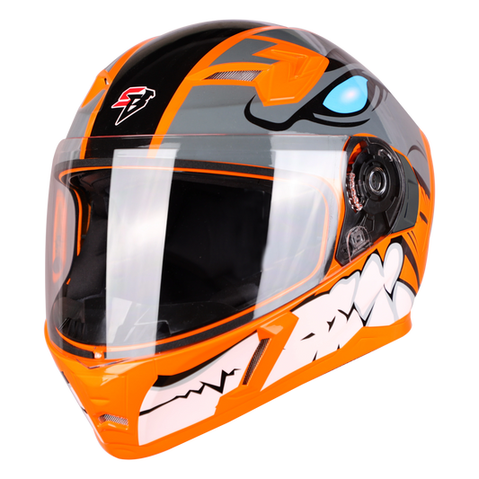 STEELBIRD Sba 21 Born Fluo Orange Clear Visor Full Face Helmet