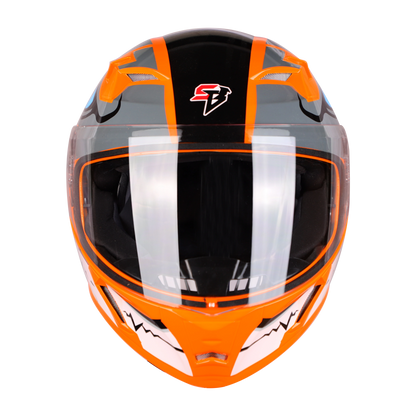 STEELBIRD Sba 21 Born Fluo Orange Clear Visor Full Face Helmet
