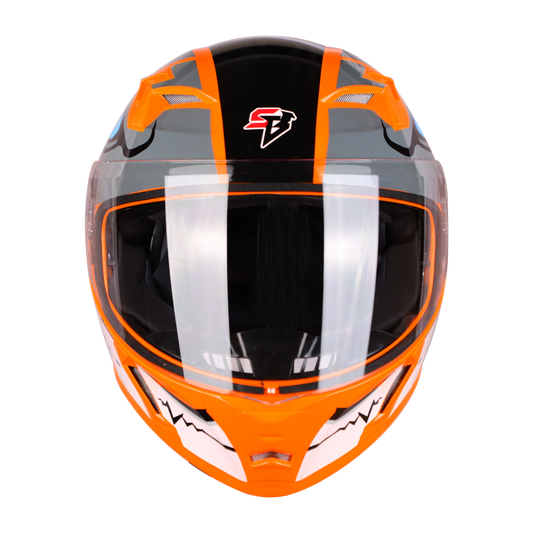 STEELBIRD Sba 21 Born Fluo Orange Clear Visor Full Face Helmet