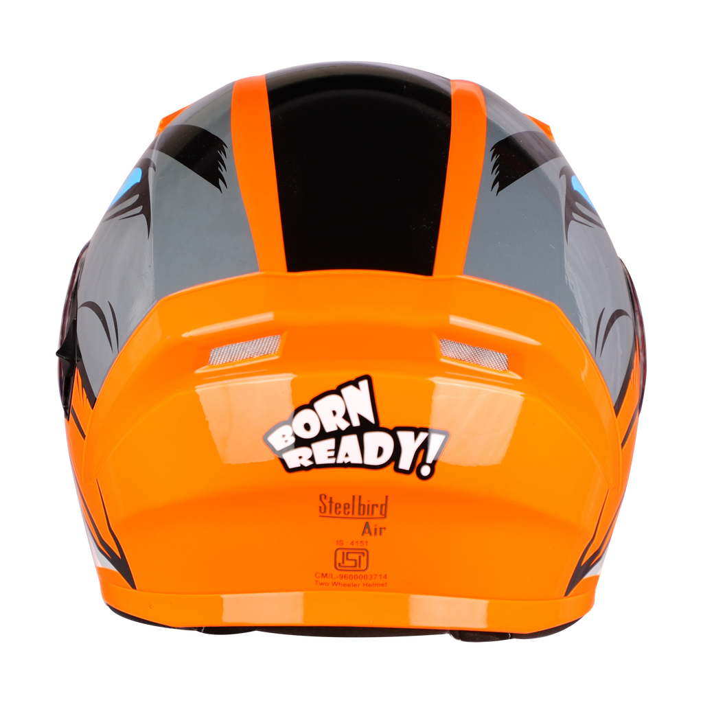 STEELBIRD Sba 21 Born Fluo Orange Clear Visor Full Face Helmet