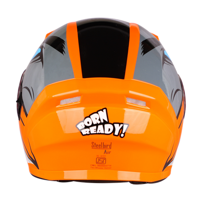 STEELBIRD Sba 21 Born Fluo Orange Clear Visor Full Face Helmet
