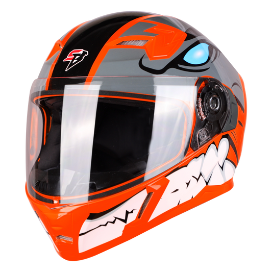 STEELBIRD Sba 21 Born Ready Fluo Red Clear Visor Full Face Helmet