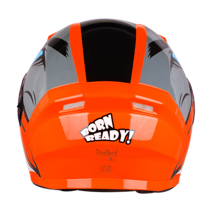 STEELBIRD Sba 21 Born Ready Fluo Red Clear Visor Full Face Helmet