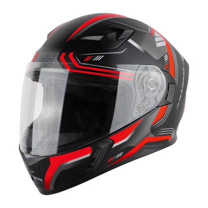STEELBIRD Sba 21 Ulitmate Race Glossy Black Red Clear Full Face Helmet
