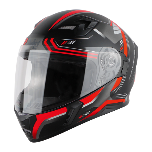STEELBIRD Sba 21 Ulitmate Race Glossy Black Red Clear Full Face Helmet