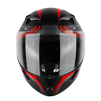 STEELBIRD Sba 21 Ulitmate Race Glossy Black Red Clear Full Face Helmet