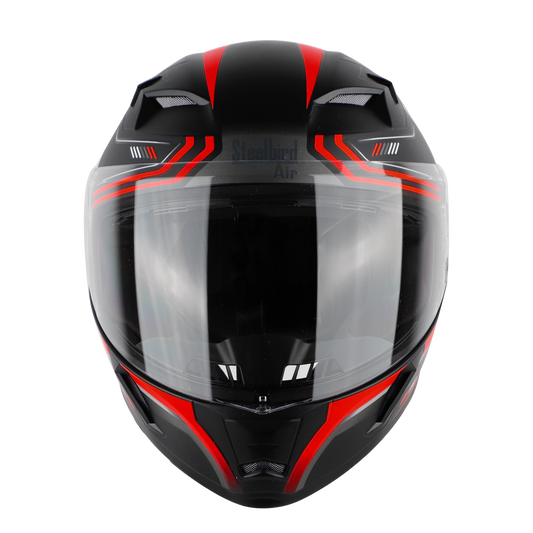 STEELBIRD Sba 21 Ulitmate Race Glossy Black Red Clear Full Face Helmet