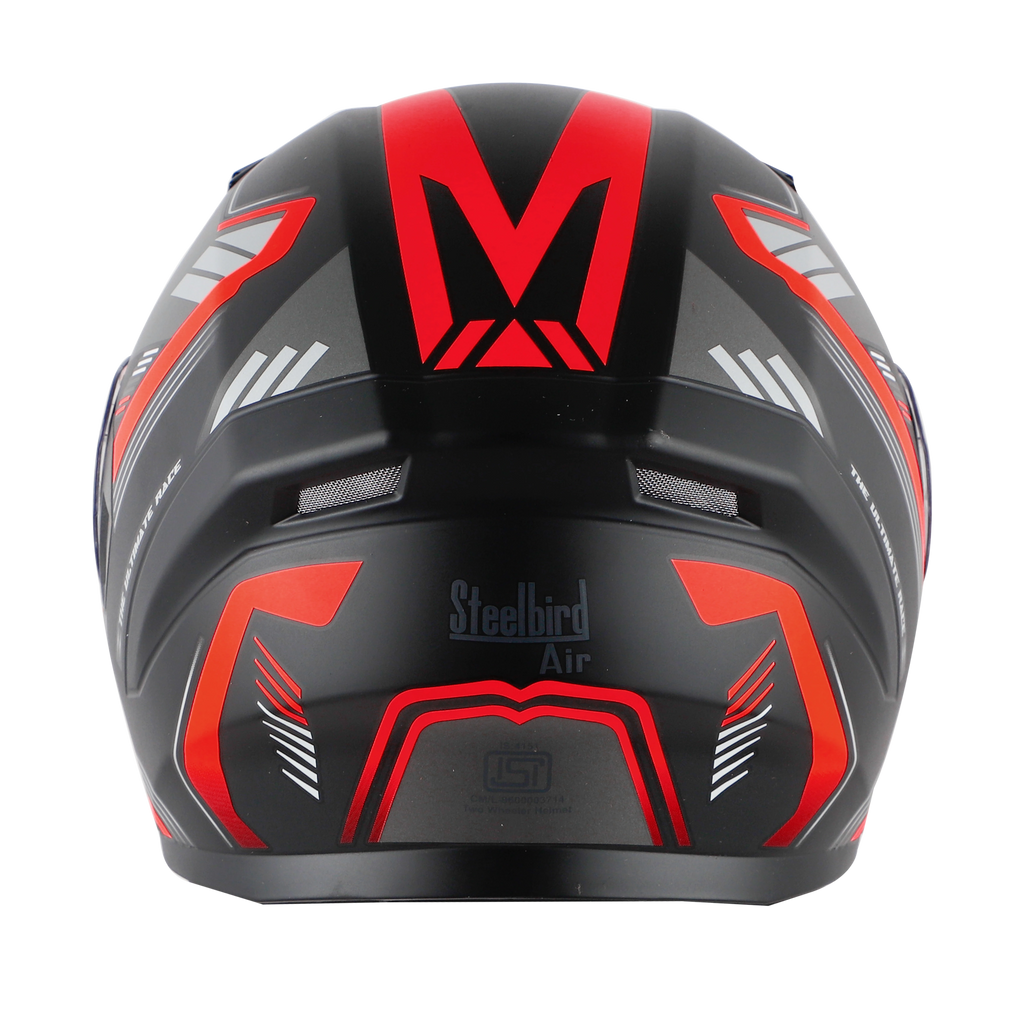 STEELBIRD Sba 21 Ulitmate Race Glossy Black Red Clear Full Face Helmet