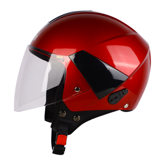 STEELBIRD Sbh 05 Triple Nine Glsy Ch Red Half Face Helmet