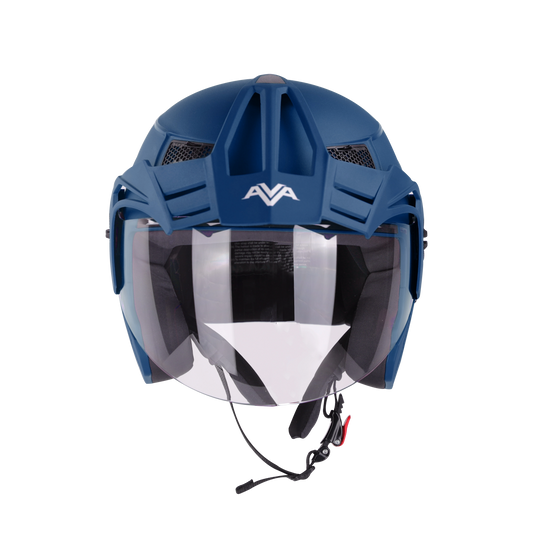 STEELBIRD Sbh 23 Iss Ava Dashing Blue P Cap C V Half Face Helmet
