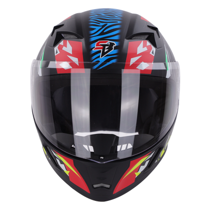 STEELBIRD Sba 21 Iss Pantha Glossy Black With Red Neon Full Face Helmet