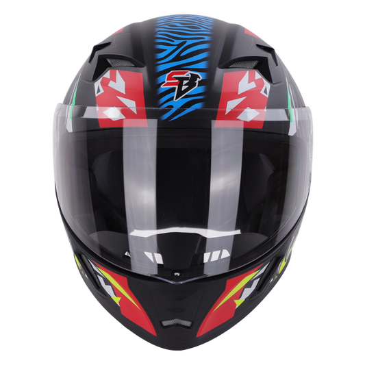STEELBIRD Sba 21 Iss Pantha Glossy Black With Red Neon Full Face Helmet
