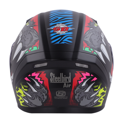 STEELBIRD Sba 21 Iss Pantha Glossy Black With Red Neon Full Face Helmet
