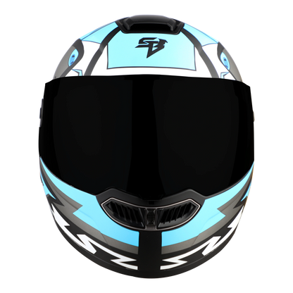 STEELBIRD Sba 8 Sharky Black Jazz Blue Flip Up Helmet