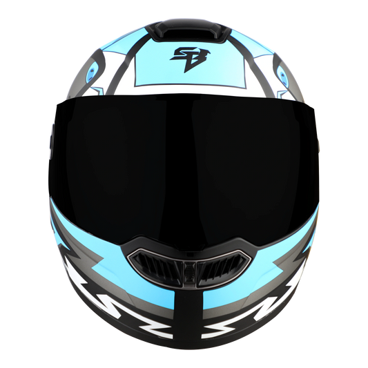 STEELBIRD Sba 8 Sharky Black Jazz Blue Flip Up Helmet