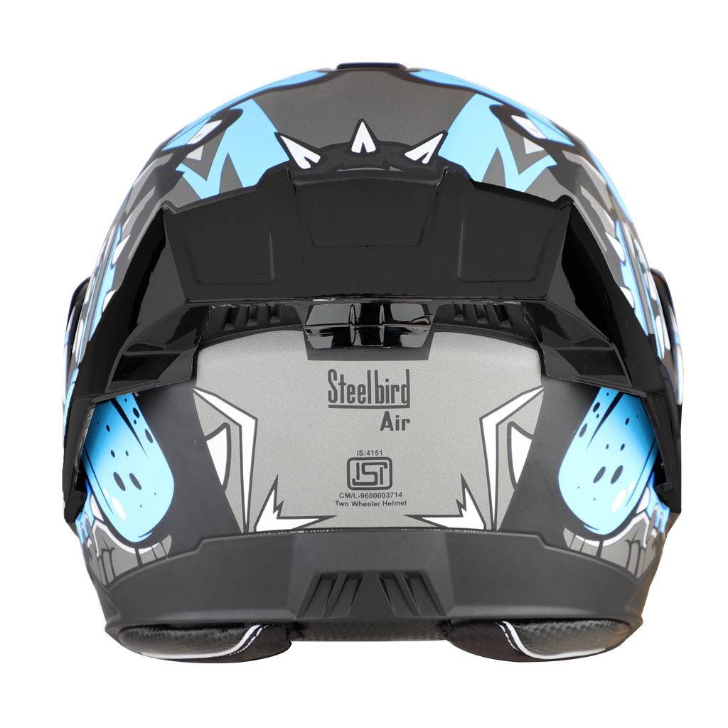 STEELBIRD Sba 8 Sharky Black Jazz Blue Flip Up Helmet