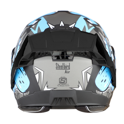 STEELBIRD Sba 8 Sharky Black Jazz Blue Flip Up Helmet
