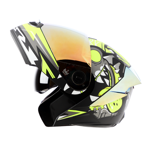 STEELBIRD Sba 8 Sharky Black Neon Flip Up Helmet