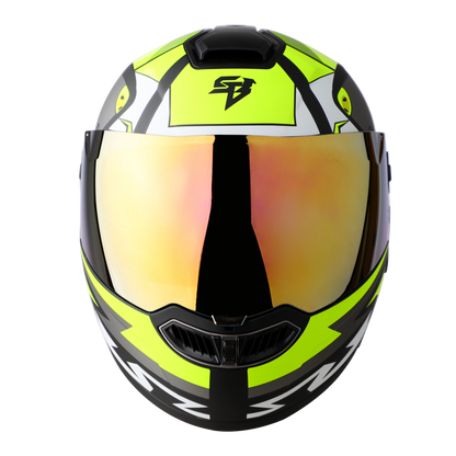 STEELBIRD Sba 8 Sharky Black Neon Flip Up Helmet