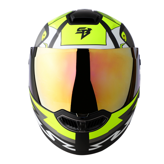 STEELBIRD Sba 8 Sharky Black Neon Flip Up Helmet