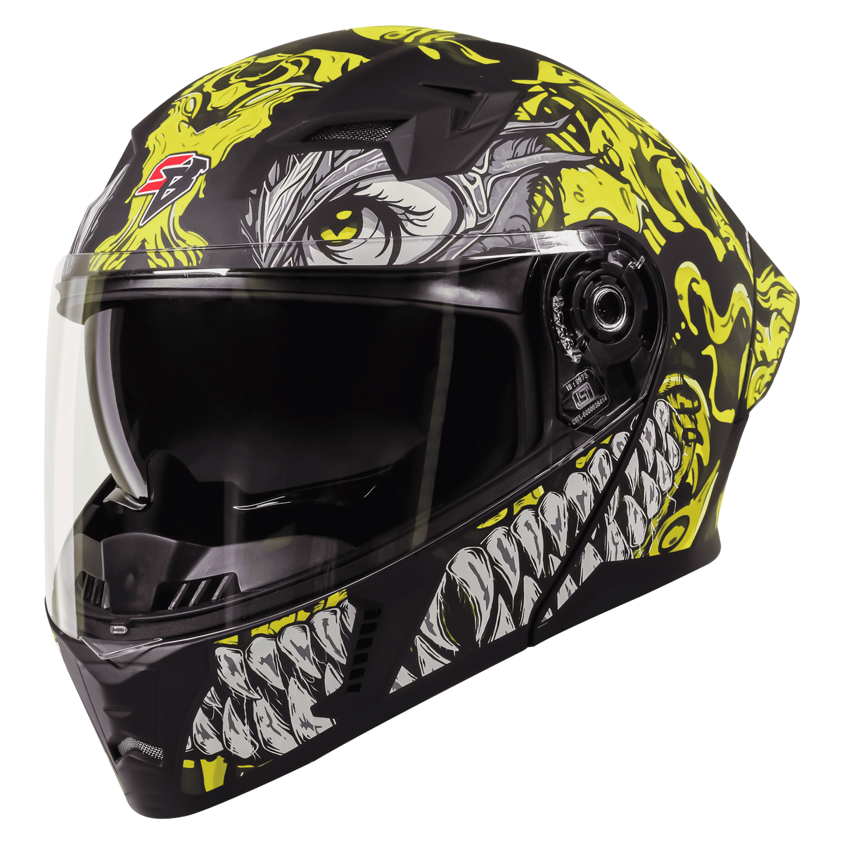 Steelbird Sba 20 Draco Black Neon Flip Up Helmet