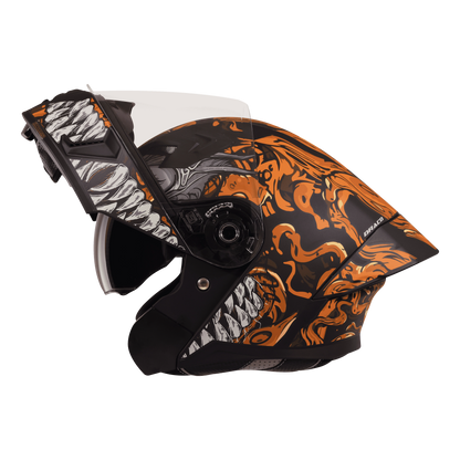 STEELBIRD Sba 20 Draco Matt Orange Flip Up Helmet