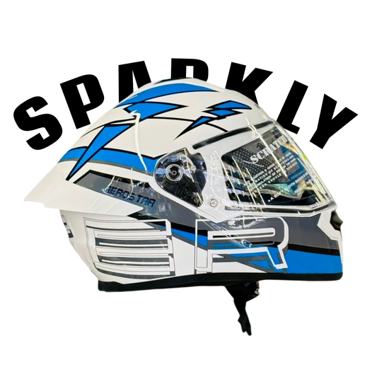 Aerostar Axter D12 White Cyan Full Face Helmet