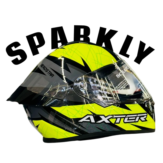 Aerostar Axter D15 Black Flu Yellow Full Face Helmet
