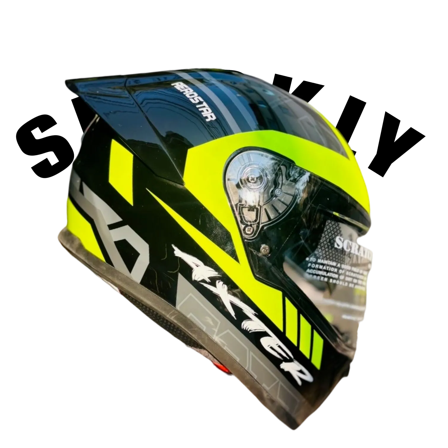 Aerostar Axter D1 Black Flu Yellow Full Face Helmet
