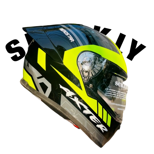 Aerostar Axter D1 Black Flu Yellow Full Face Helmet