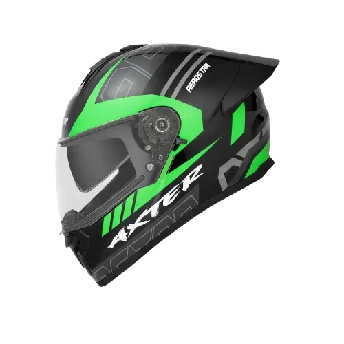Aerostar Axter D1Black Green Full Face Helmet
