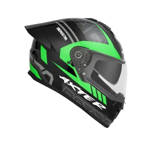 Aerostar Axter D1Black Green Full Face Helmet