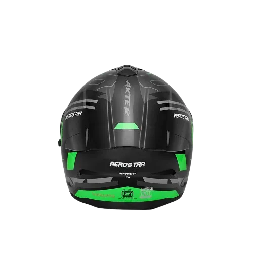 Aerostar Axter D1Black Green Full Face Helmet