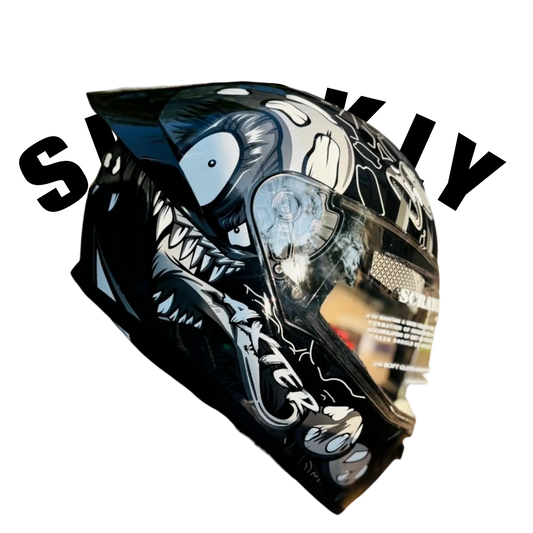 Aerostar Axter D4 Black Silver Full Face Helmet