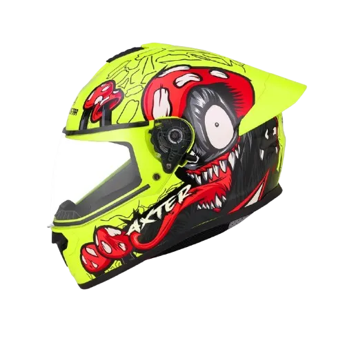 Aerostar Axter D4 Flu Yellow Red Full Face Helmet