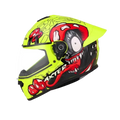 Aerostar Axter D4 Flu Yellow Red Full Face Helmet