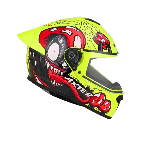 Aerostar Axter D4 Flu Yellow Red Full Face Helmet